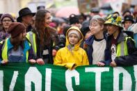 Swedish environmental activist Greta Thunberg attends a youth climate protest in Bristol