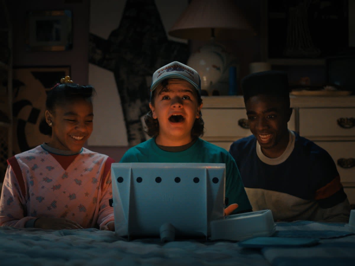 Priah Ferguson, Gaten Matarazzo and Caleb McLaughlin in ‘Stranger Things' (Netflix)