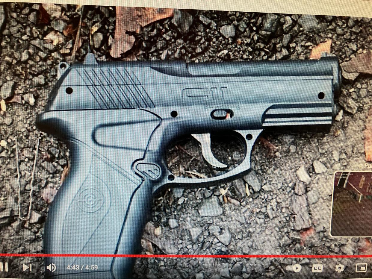 Pictured is the BB gun that a Rochester man had in his hand when he was running from police on Christmas Eve morning. He was fatally shot in the back by an officer during the incident, and the image is a screenshot from the police bodycam footage of the shooting.
