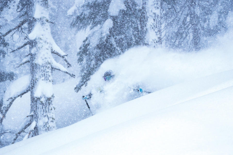 One small turn fopr Drew Petersen, one giant face-shot for ski-kind.<p>Photo: Ming Poon</p>