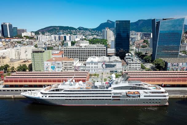 PHOTO: In this March 26, 2020, file photo, a cruise ship waits to disembark in Rio de Janiero. (Buda Mendes/Getty Images, FILE)