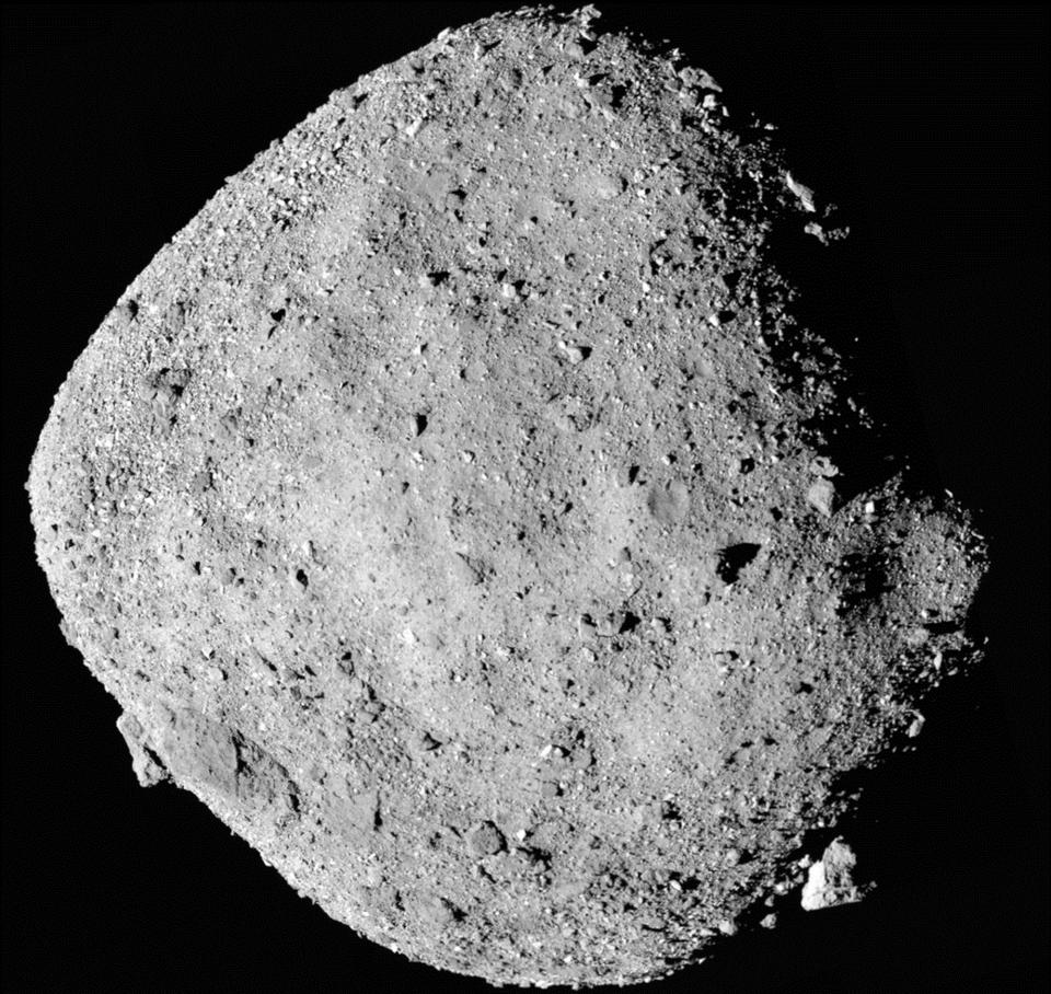 FILE - This file mosaic image composed of 12 PolyCam images collected on Dec. 2, 2018, and provided by NASA shows the asteroid Bennu. The Osiris-Rex spacecraft entered orbit Monday, Dec. 31, 2018, around the asteroid Bennu, 70 million miles (110 million kilometers) from Earth. It’s the smallest celestial body ever to be orbited by a spacecraft. Bennu is just 1,600 feet (500 meters) across. (NASA/Goddard/University of Arizona via AP, File)