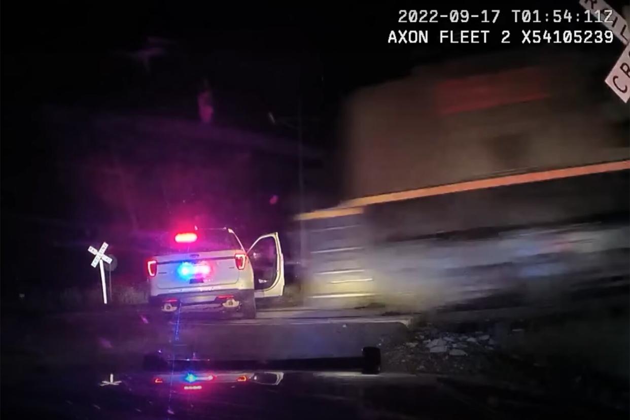 Colo. Authorities Release Video of the Moment a Train Hits Patrol Car with Handcuffed Woman Inside