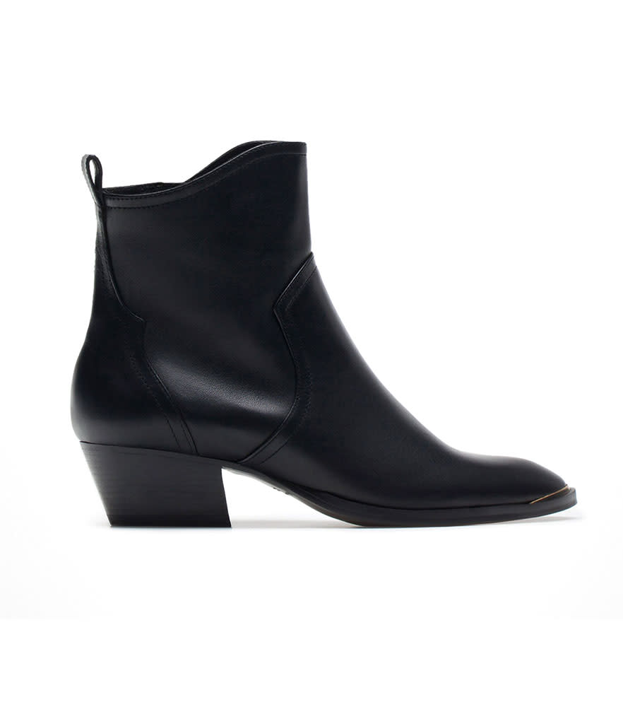 Massimo Dutti Black Cowboy Ankle Boots