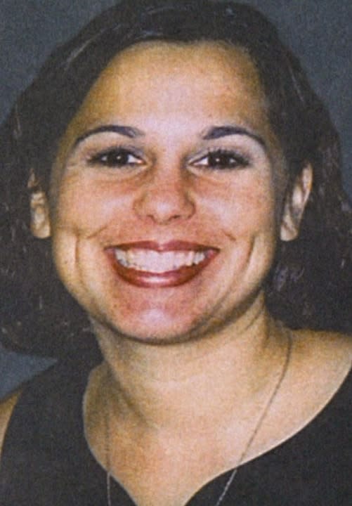 After a trial that attracted nationwide attention, California fertilizer salesman Scott Peterson, 32, was found guilty on November 12, 2004 in the Christmas Eve 2002 murder of his pregnant wife Laci. A photo from a program card from a memorial service for Laci Peterson and her unborn son is shown in this May 4, 2003 file photo. REUTERS/Lou Dematteis LD/MR