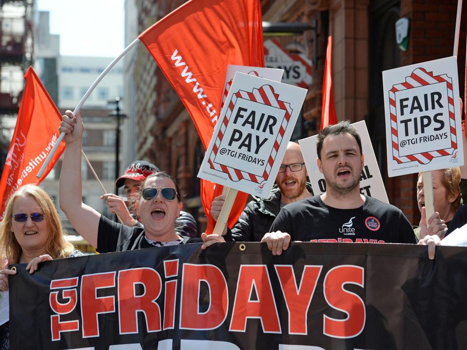 Staff at a number of TGI Fridays restaurants went on strike over the company's tipping policy: PA