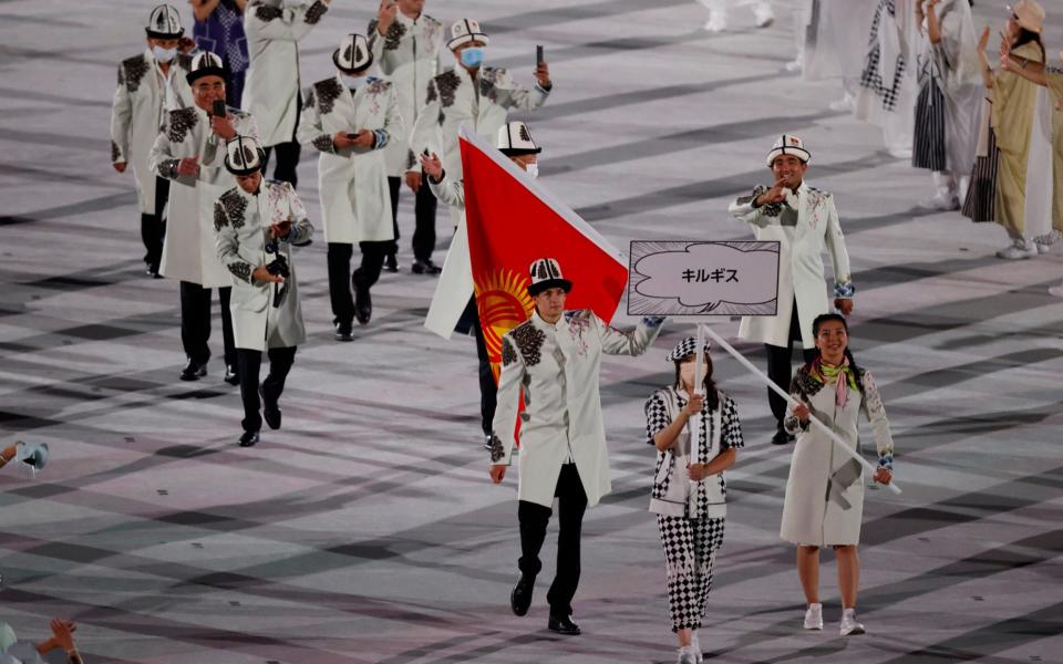 The Kyrgyzstan team at the opening ceremony - REUTERS