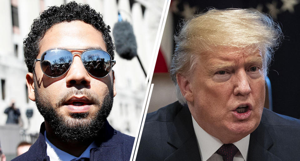 Jussie Smollett; President Trump (Yahoo News photo Illustration; photos: Reuters, Getty)