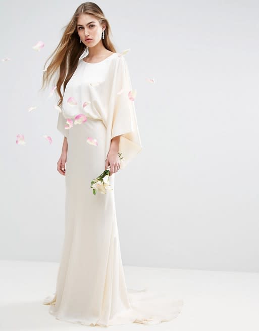 <p><a rel="nofollow noopener" href="http://www.asos.com/asos/asos-bridal-kimono-plunge-back-maxi-dress/prd/7584755" target="_blank" data-ylk="slk:ASOS, £95;elm:context_link;itc:0;sec:content-canvas" class="link "><i>ASOS, £95</i></a> </p>