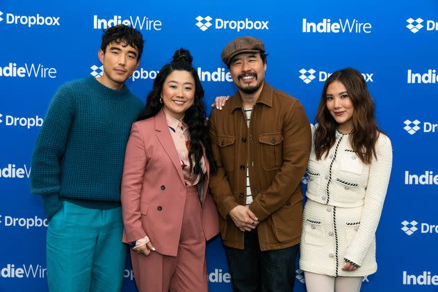 "Shortcomings" director Randall Park, second from right, appears with stars Justin H. Min, Sherry Cola and Ally Maki on Saturday in Park City, Utah. <span class="copyright">Anna Pocaro via Getty Images</span>