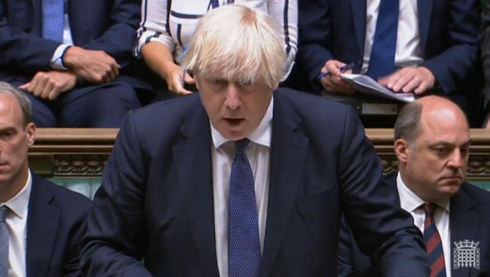 Boris Johnson speaking during the emergency Commons debate on Afghanistan (House of Commons/PA) (PA Wire)