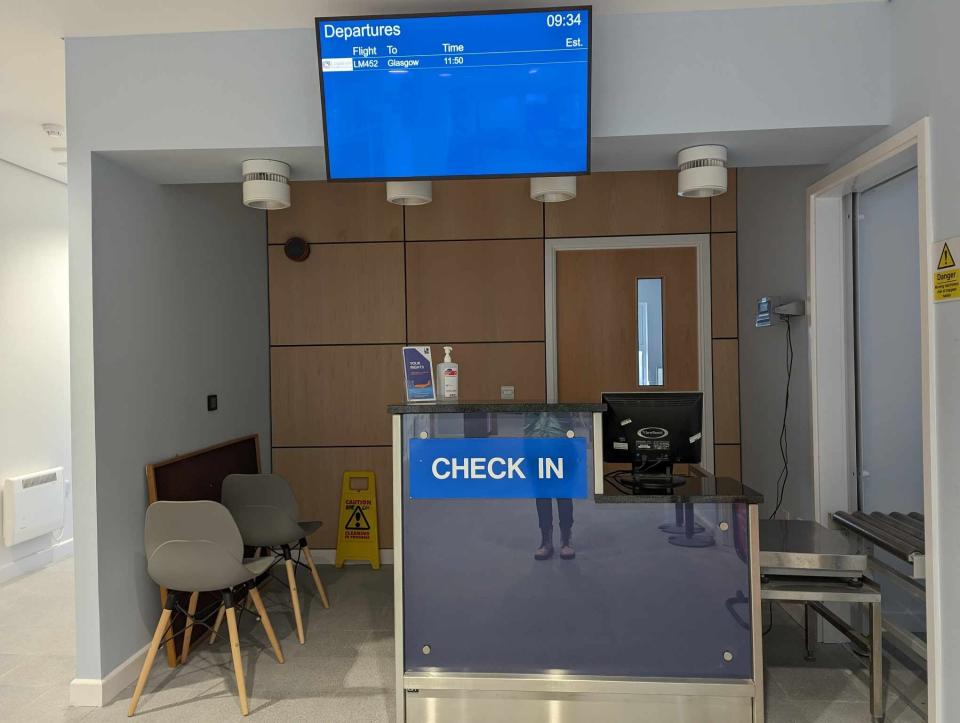 The check-in desk at Barra Airport.