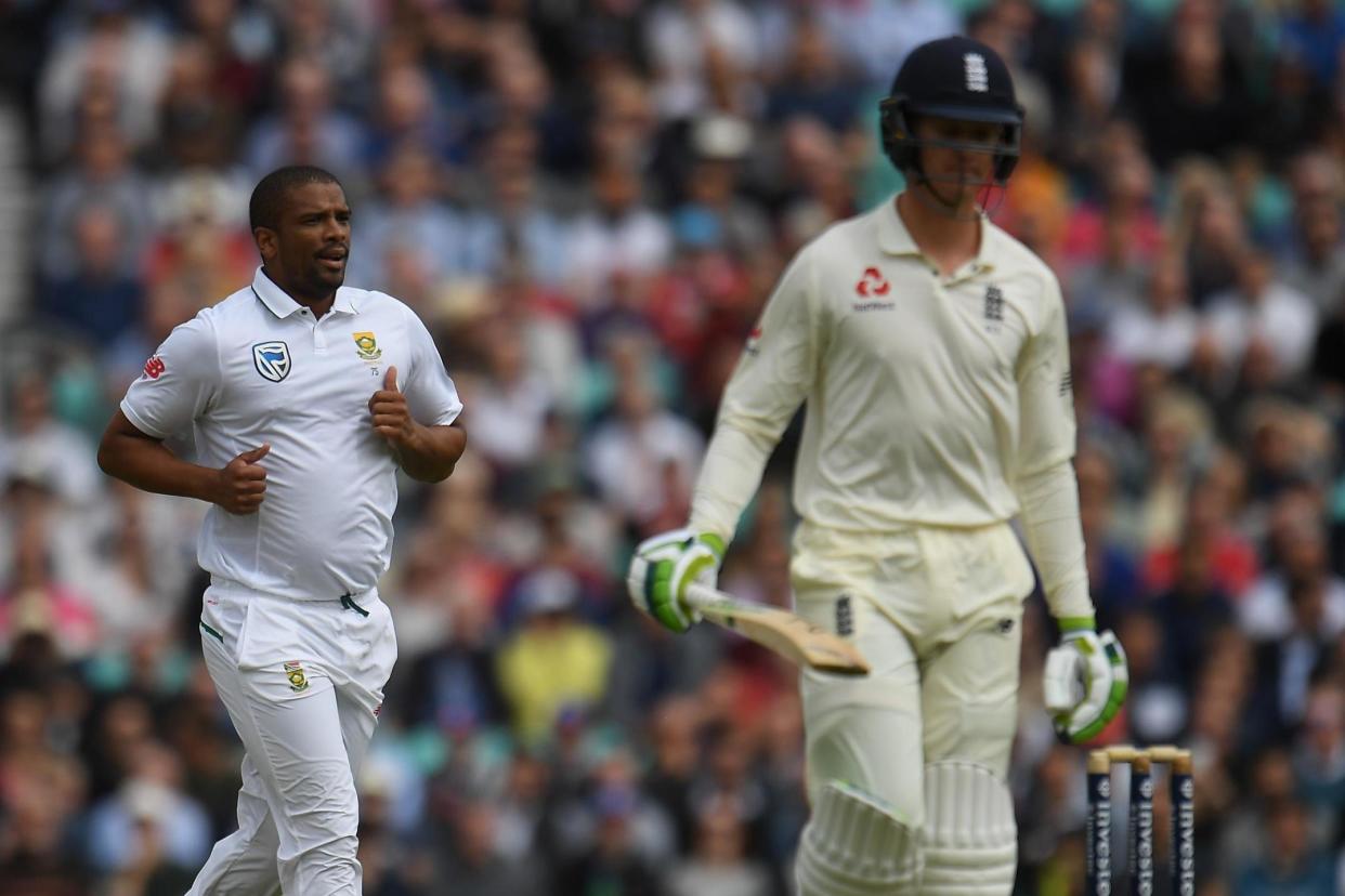 Under pressure: Keaton Jennings trudges off after a duck at The Oval: Getty Images