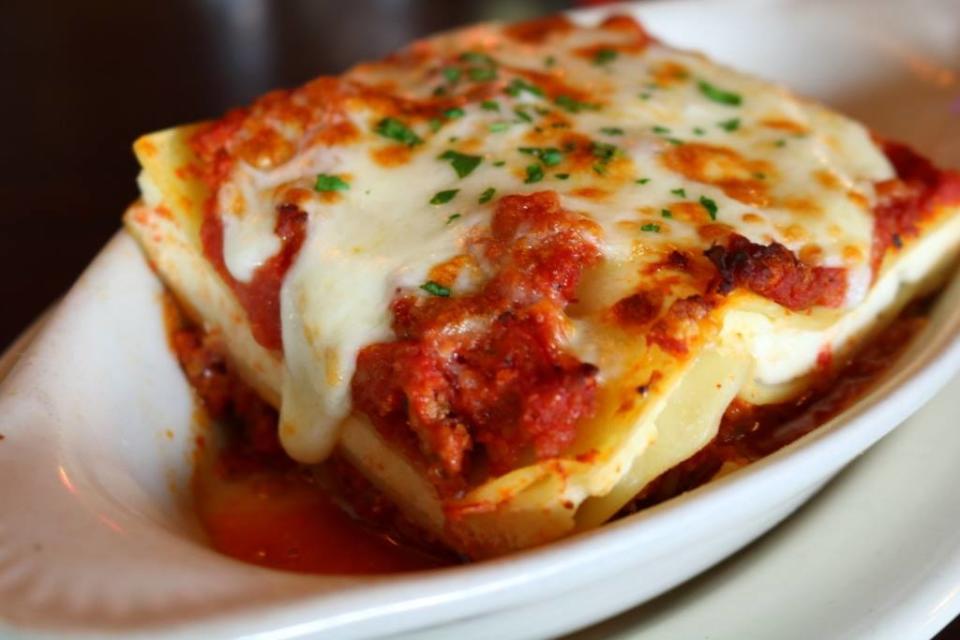 lots of love; photo of lasagna from Bella Bella