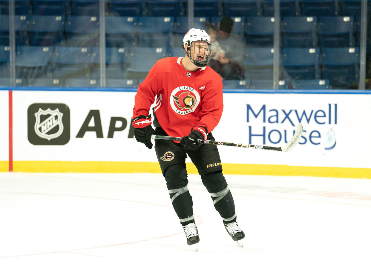 Brady Tkachuk is a top-15 pick for fantasy hockey drafts.  (Photo by Steve Wadden/NHLI via Getty Images)