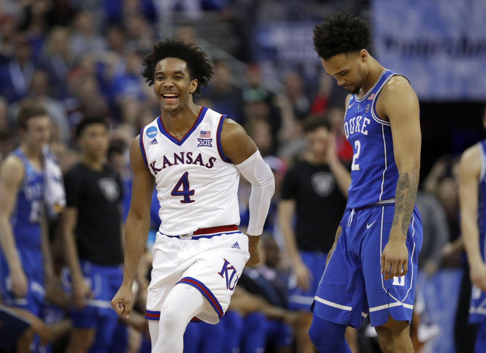 Kansas’ Devonte’ Graham has been the impetus for the Jayhawks’ first Final Four in six years. (AP)