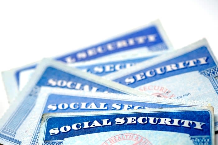 A stack of Social Security cards.