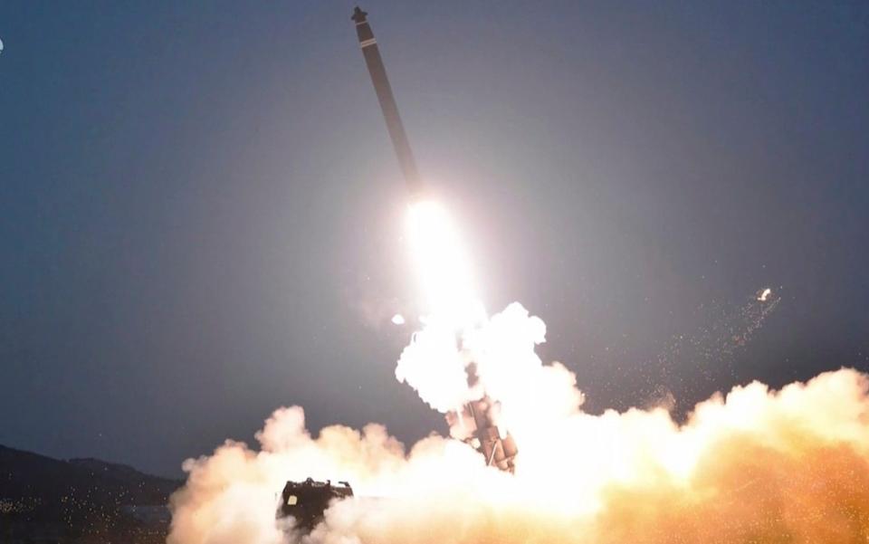 a ballistic missile being launched from an undisclosed location in North Korea - KRT via AP