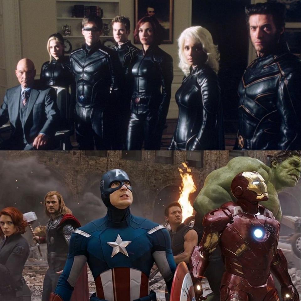 The cast of X2, and the cast of the first Avengers film.