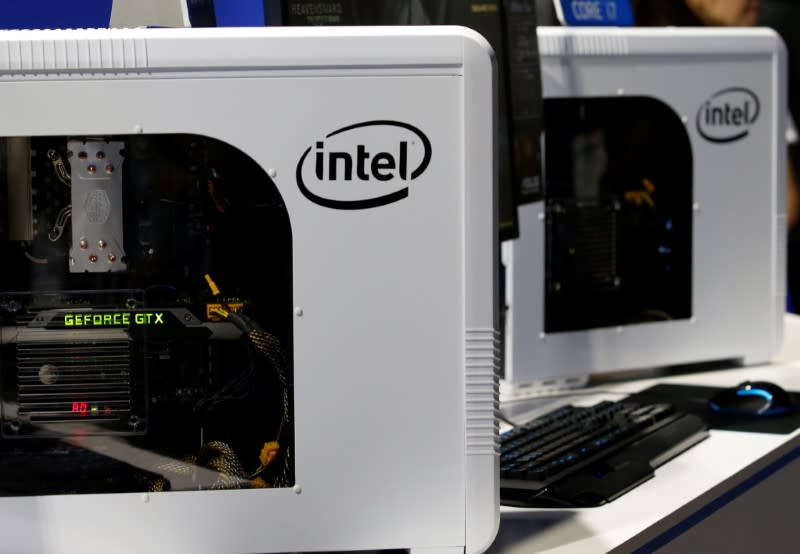 Intel's logo on PC's are pictured at Tokyo Game Show 2016 in Chiba, east of Tokyo, Japan, September 15, 2016. REUTERS/Kim Kyung-Hoon