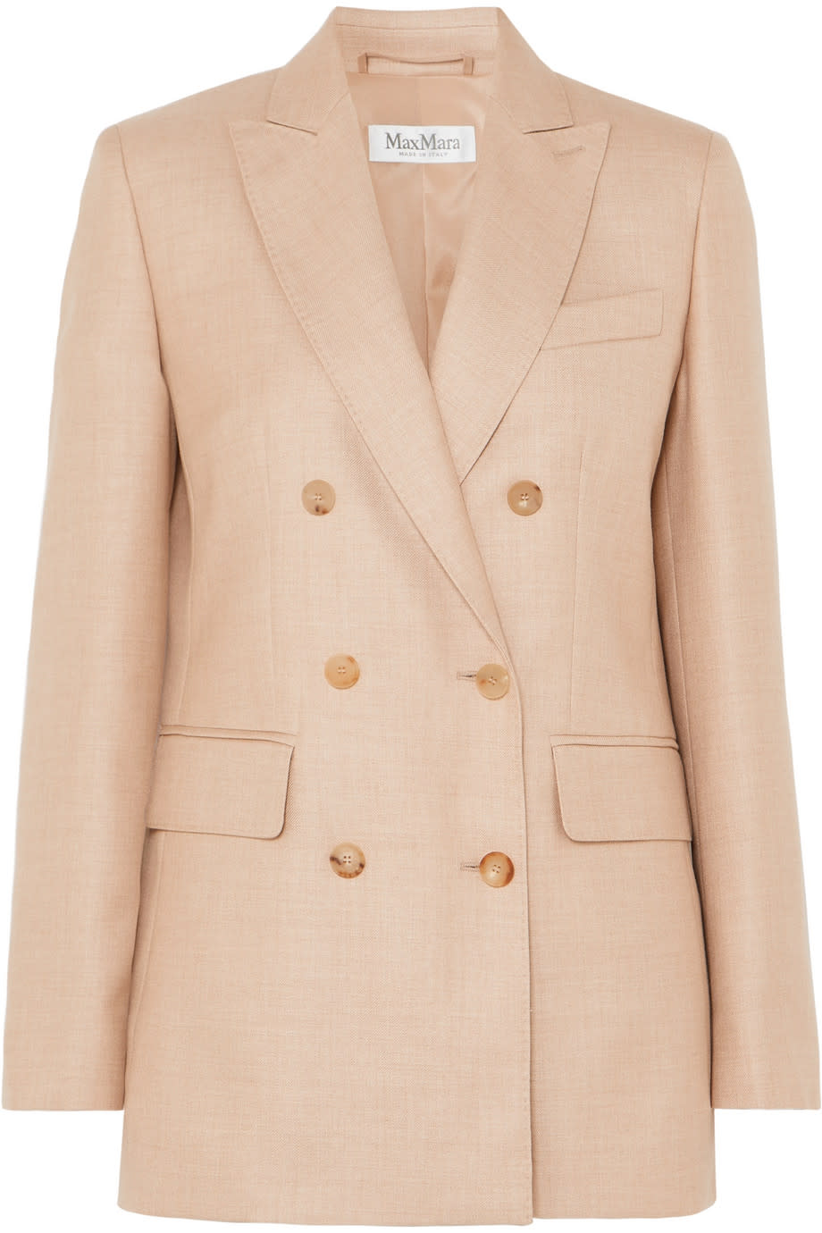 7) Double-breasted camel hair and silk-blend blazer