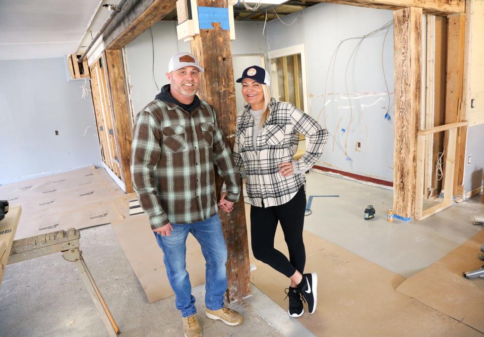 Aaron Jones and Carrie Law-Jones, the former owners of Mojo's BBQ Grill and Tavern in Portsmouth, are opening a new restaurant in Rye called SouthPort Kitchen and Bar. They are currently working on renovations, as seen Wednesday, Feb. 7, 2024, with the goal of opening in the spring.