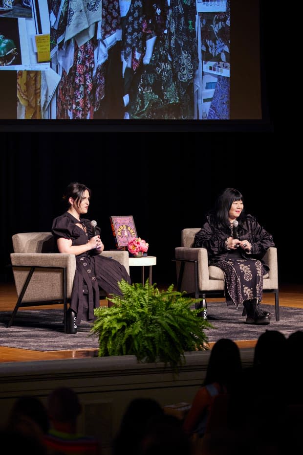 Anna Sui and Ssense's Steff Yotka during a panel discussion at 2023 SCADstyle.<p>Photo: Courtesy of SCAD</p>