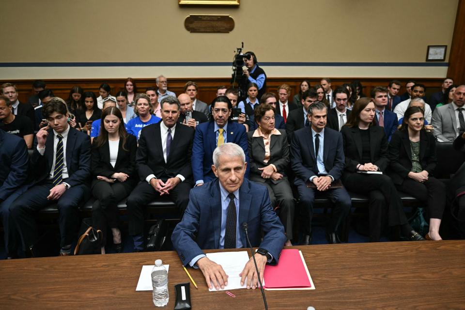 Dr. Anthony Fauci, former director of the National Institute of Allergy and Infectious Diseases, takes his seat as he arrives for a House Select Subcommittee on the Coronavirus Pandemic hearing on Capitol Hill, in Washington, DC, June 3, 2024. (AFP via Getty Images)