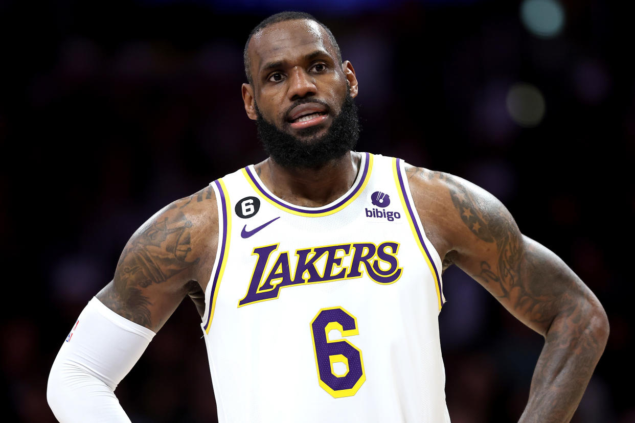 LeBron James isn't paying for Twitter Blue. (Photo by Sean M. Haffey/Getty Images)