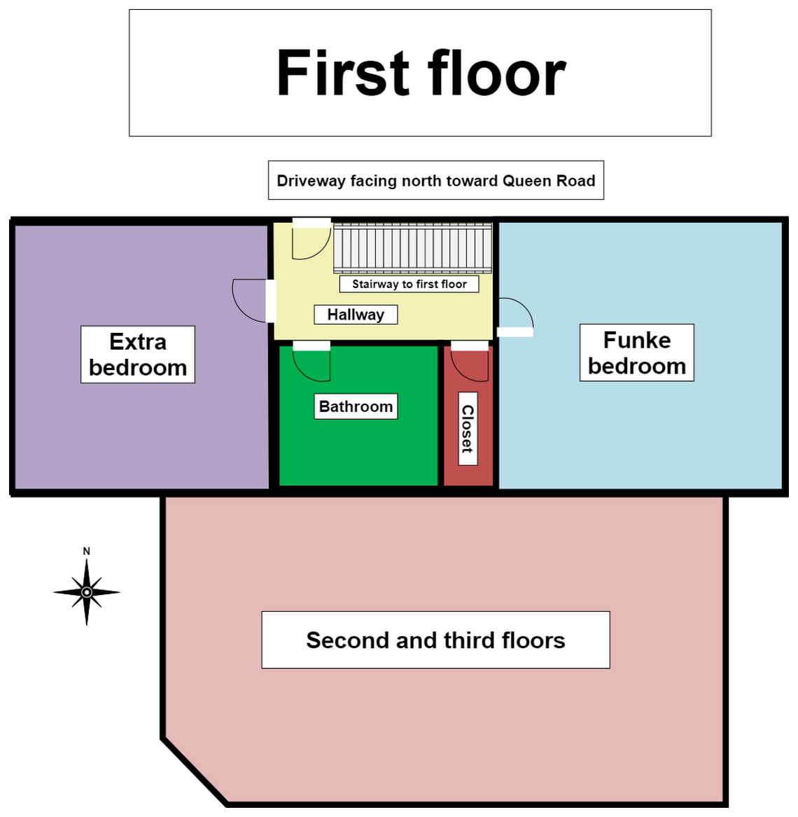 An updated layout of the first floor of the Moscow home where the homicides took place.