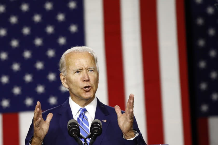 Democratic presidential candidate, former Vice President Joe Biden speaks during a campaign event, Tuesday, July 14, 2020, in Wilmington, Del. (AP Photo/Patrick Semansky)