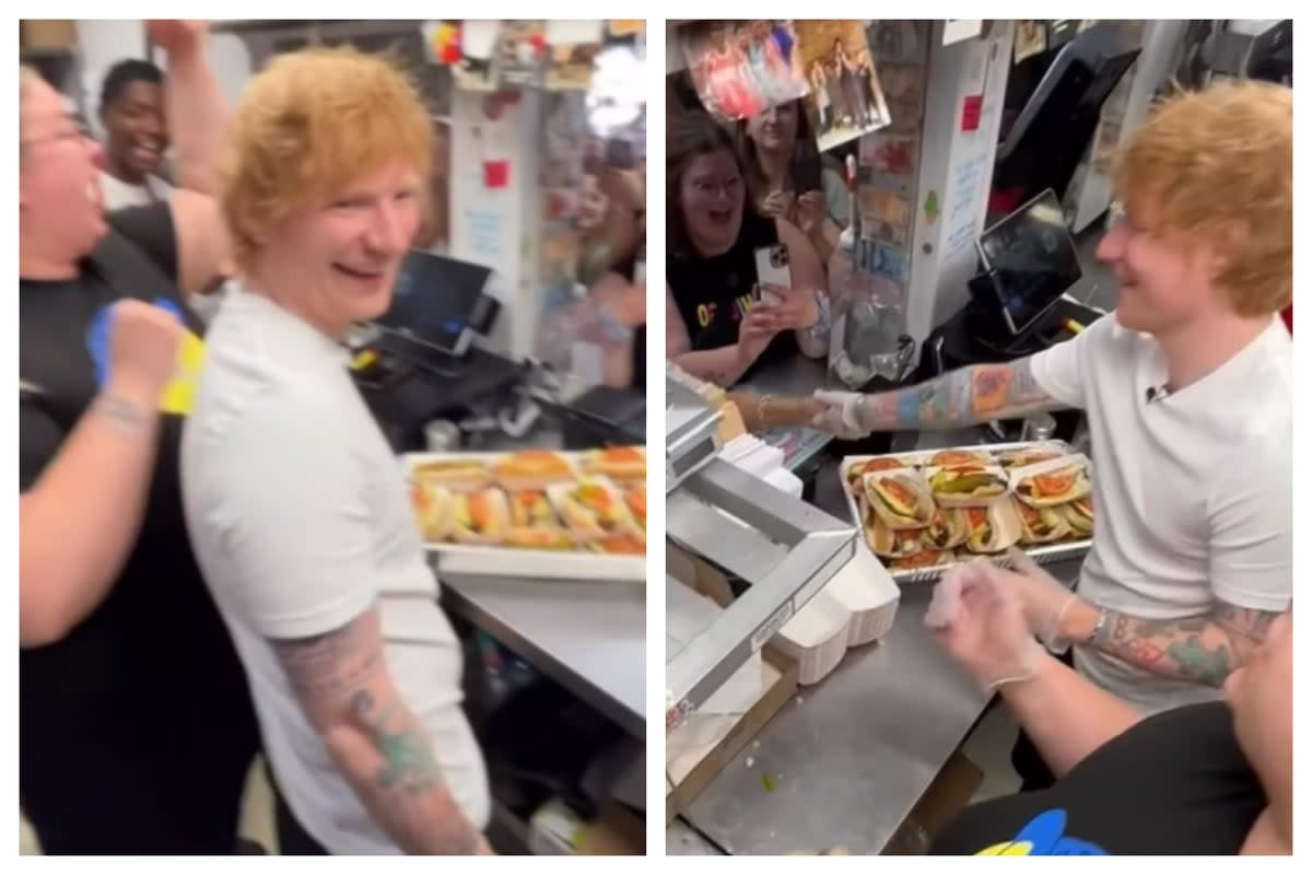 Ed surprises fans with hotdogs before record-breaking Chicago concert (Instagram/The Wieners Circle)