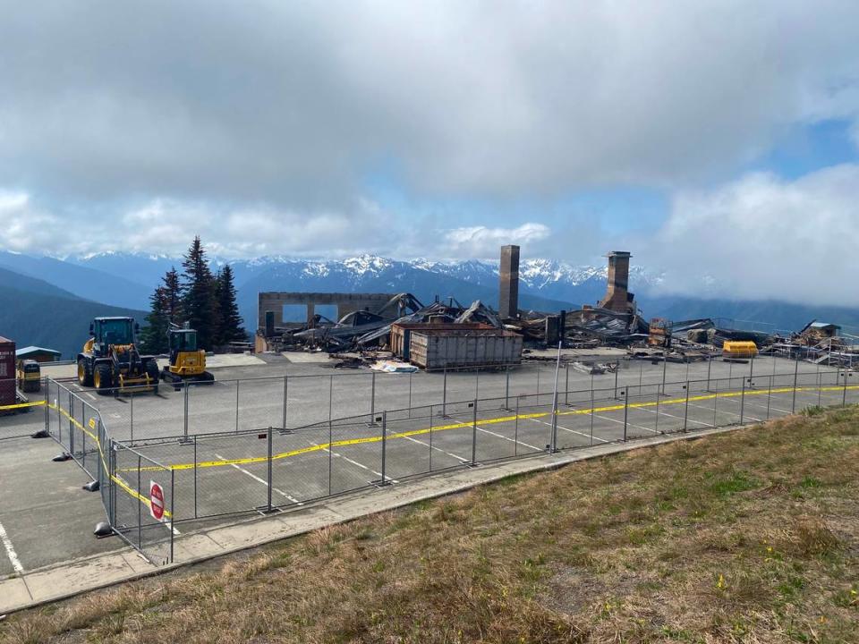 The ruins of the popular Hurricane Ridge Lodge at Olympic National Park have been fenced off.