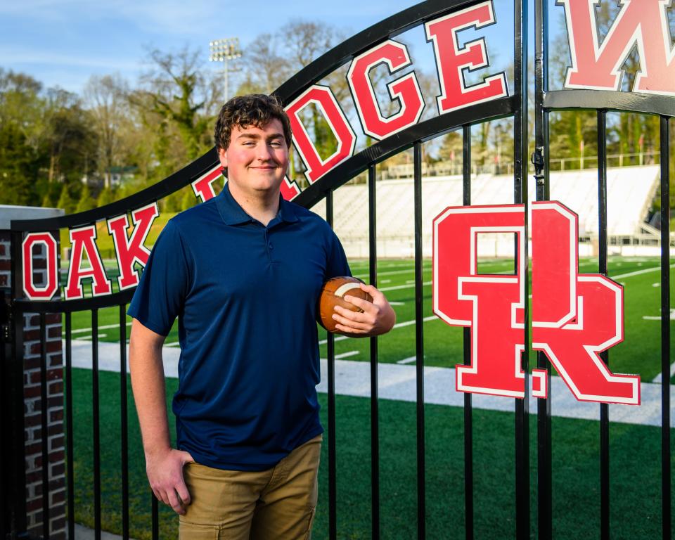 Walker Rice at Blankenship Field, where he played football throughout high school (photo taken by Chad Steed Photography)