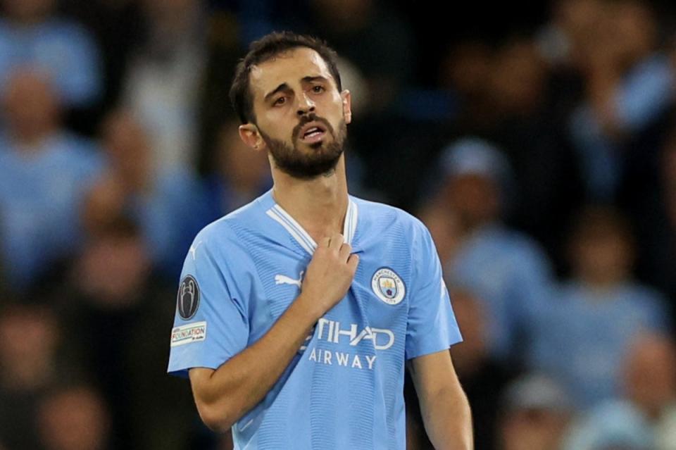 Worry: Bernardo Silva looks set to miss Saturday’s game - adding to City’s growing injury list (REUTERS)