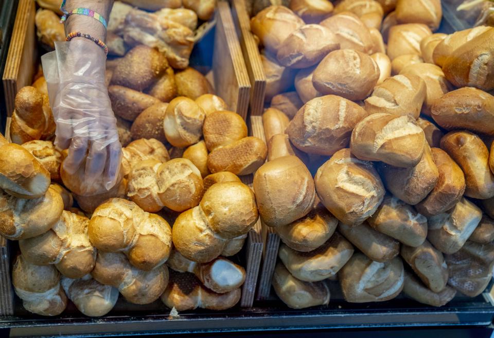 Bread is displayed in one of Ernst's bakery branches in Neu Isenburg, Germany, Monday, Sept. 19, 2022. Europe is staring down a winter energy crisis. Businesses are trying to use less heat and electricity, but they're running into the hard truth that cutting back only shaves a little bit off their bills. (AP Photo/Michael Probst)