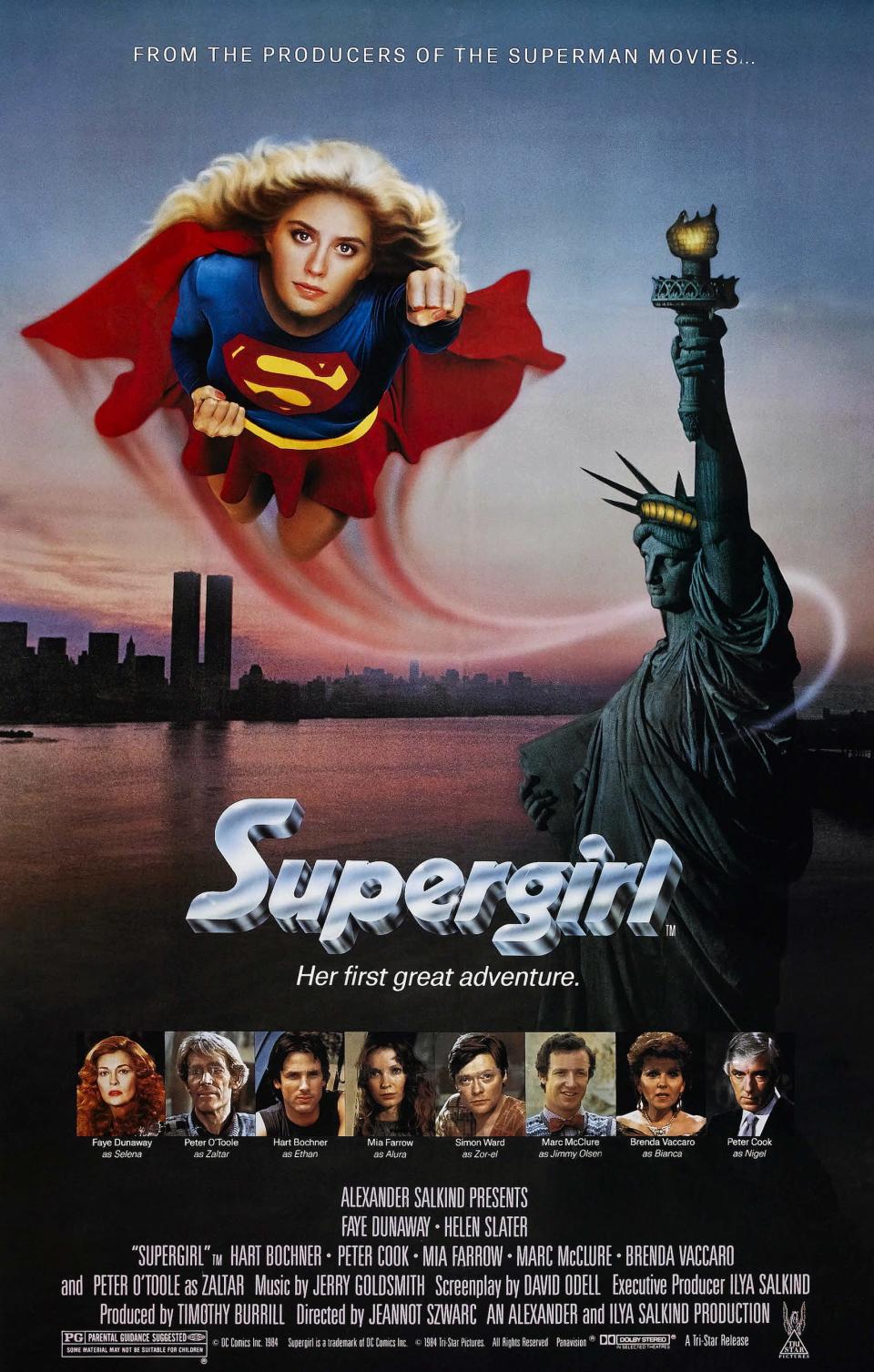 Helen Slater played an amazing Supergirl, and she's come back to the Superman universe more than once in similar roles. Slater also played Clark Kent's biological mother in Smallville, as well as Supergirl's adoptive mom in the 2015 TV show, Supergirl. But even though Slater is the main focus of this poster, she's not the source of its design flaw. No, it's the other lady that's causing the trouble. See the Statue of Liberty? Her torch is still lighting the path to liberty, just like the real-life counterpart. The actual Statue of Liberty holds the torch with her right hand. But in an alternate universe (the same one that Supergirl exists in, apparently), Lady Liberty is left-handed. 