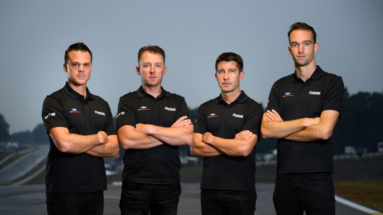 joey hand, dirk müller, harry tincknell, and mike rockenfeller, the ford mustang gt3 driver lineup for 2024