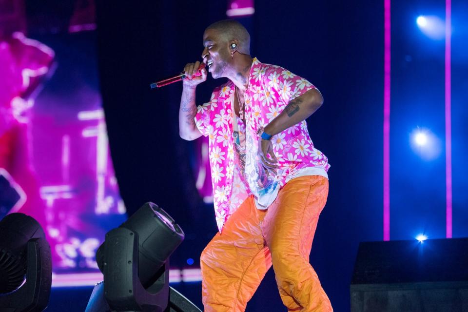 MIAMI GARDENS, FLORIDA - JULY 22: Rapper Kid Cudi performs onstage during day one of Rolling Loud Miami 2022 at Hard Rock Stadium on July 22, 2022 in Miami Gardens, Florida. (Photo by Jason Koerner/Getty Images)