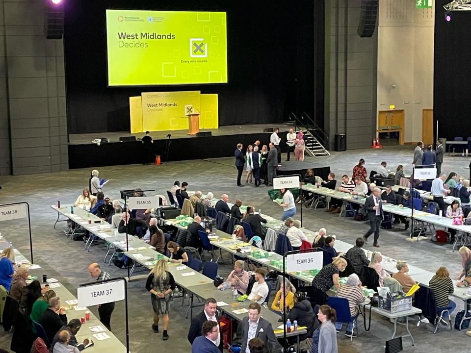 Counting starts for the West Midlands Mayoral election at IIC Birmingham. Picture date: Saturday May 4, 2024.