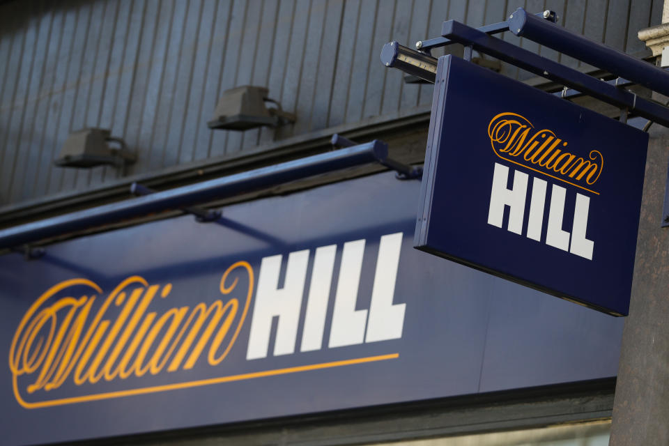 File photo dated 4/7/2019 of a branch of William Hill, Ludgate Hill, in central London. The gambling giant has confirmed it has received two separate takeover bids from private equity giant Apollo and casino group Caesars Entertainment. The betting business said it received a written proposal from Apollo on August 27, before receiving further proposals from each party.