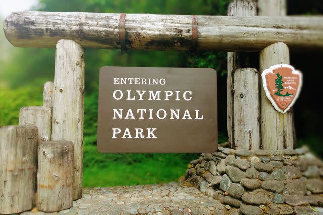<p>Getty</p> Olympic National Park Entry Sign
