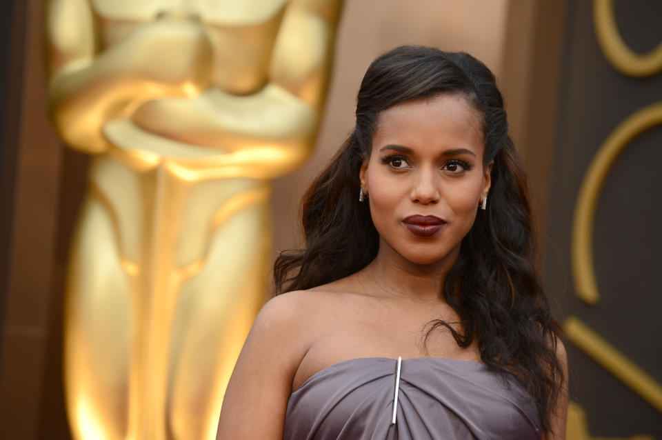 Kerry Washington arrives at the Oscars on Sunday, March 2, 2014, at the Dolby Theatre in Los Angeles. (Photo by Jordan Strauss/Invision/AP)