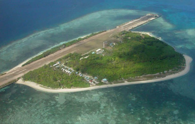 The island of Kalayaan, which means "Freedom" in Filipino, that was created in 1978 mainly to assert the Philippines' claim to the disputed territory in the Spratlys, a chain of islets in the South China Sea. The Philippines has vowed to fight China "to the last man standing", as a Chinese warship patrolled around a remote reef occupied by a handful of Filipino marines in disputed waters