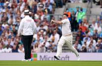 The pitch invader attempted to send down a delivery after running on to the field of play.