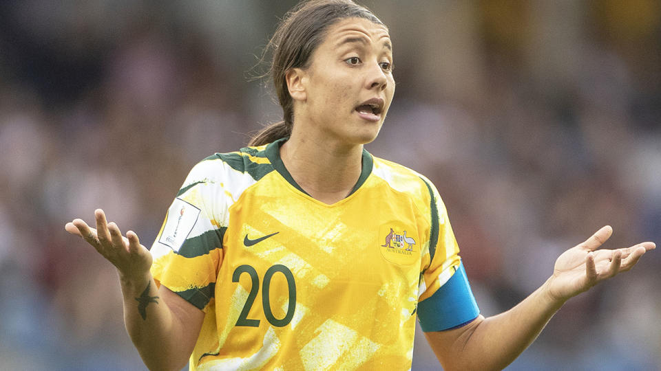 Sam Kerr, pictured at the World Cup, has revealed why she didn't speak to her brother for nearly two years.