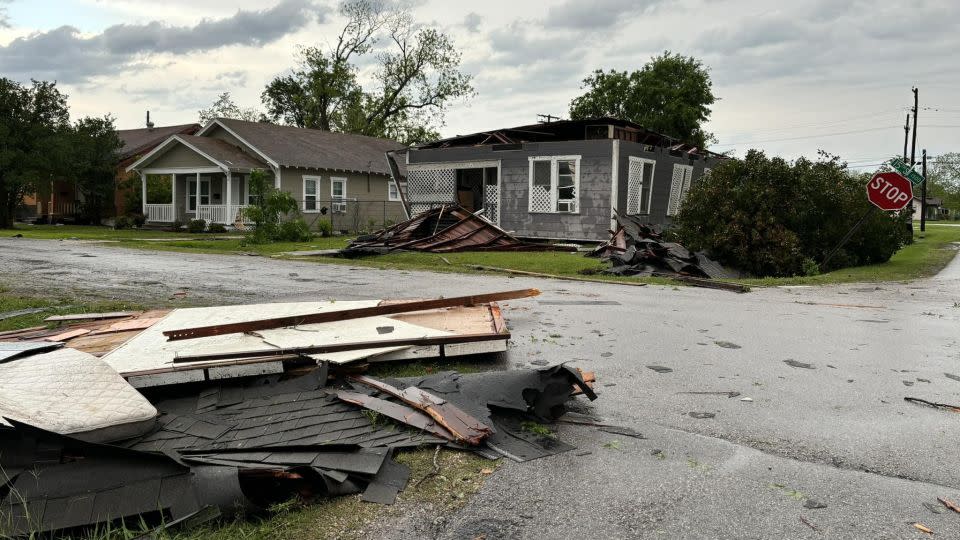 Storm damage in Port Arthur, Texas, Wednesday morning. - courtesy Tyler Spikes