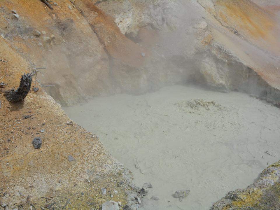 A murky, bubbly pot at Lassen Volcano National Park.