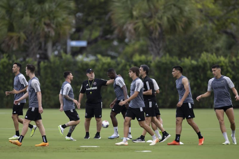 Inter Miami Herons manager Tata Martino (C) said defender Jordi Alba will be evaluated on a game-by-game basis after his two-game injury absence. File Photo by Marco Bello/UPI