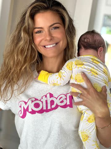 <p>Maria Menounos/Instagram</p> Maria Menounos poses with her infant daughter Athena.